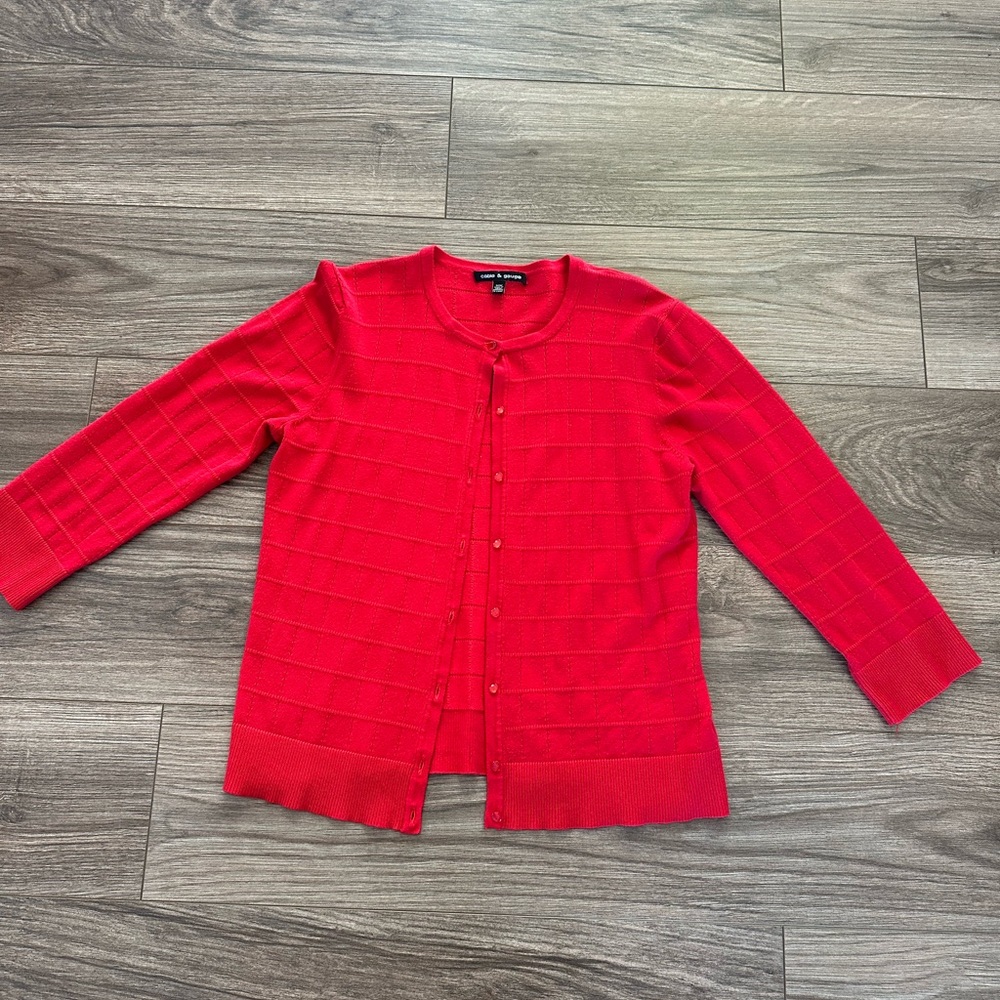 Cable & Gauge Vibrant Red Cardigan - Medium